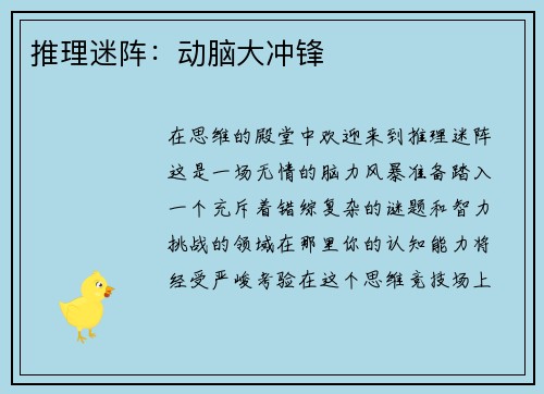 推理迷阵：动脑大冲锋